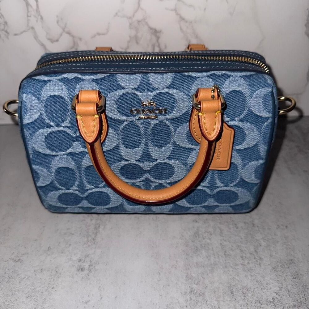 Coach Denim Mini Rowan Crossbody Bag - Picture 8 of 9
